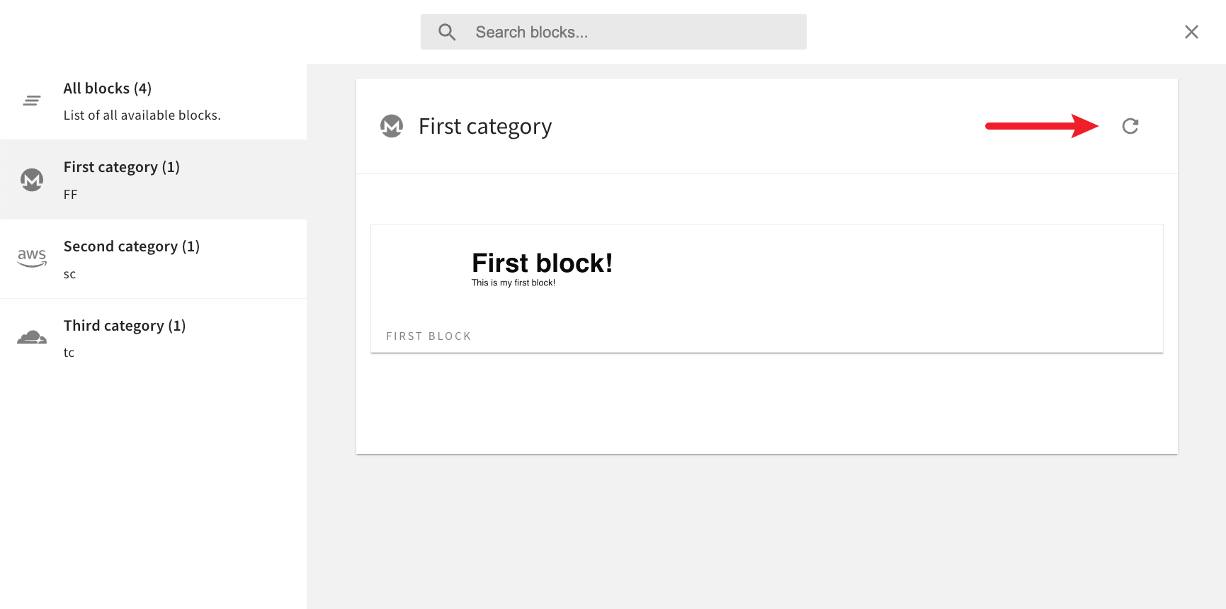 Refresh List of Blocks Button